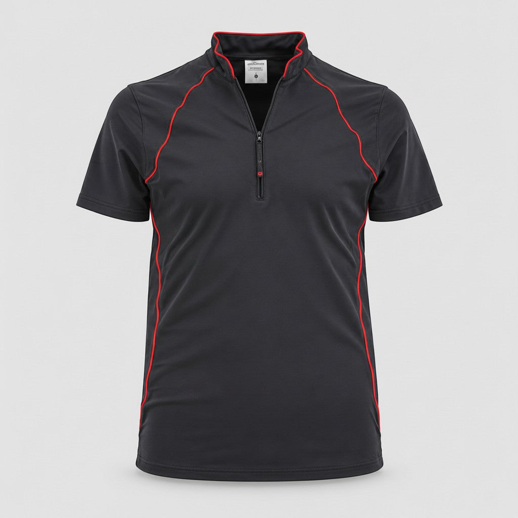 Polo Tecnica BLITZ manica corta poliammide/elastan Nero/Rosso Fluo