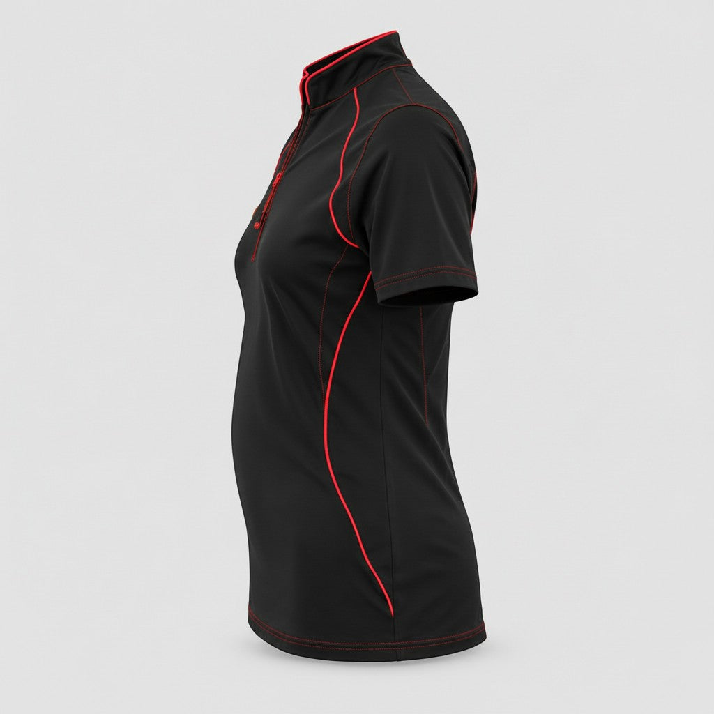Polo Tecnica BLITZ manica corta poliammide/elastan Nero/Rosso Fluo