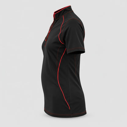 Polo Tecnica BLITZ manica corta poliammide/elastan Nero/Rosso Fluo