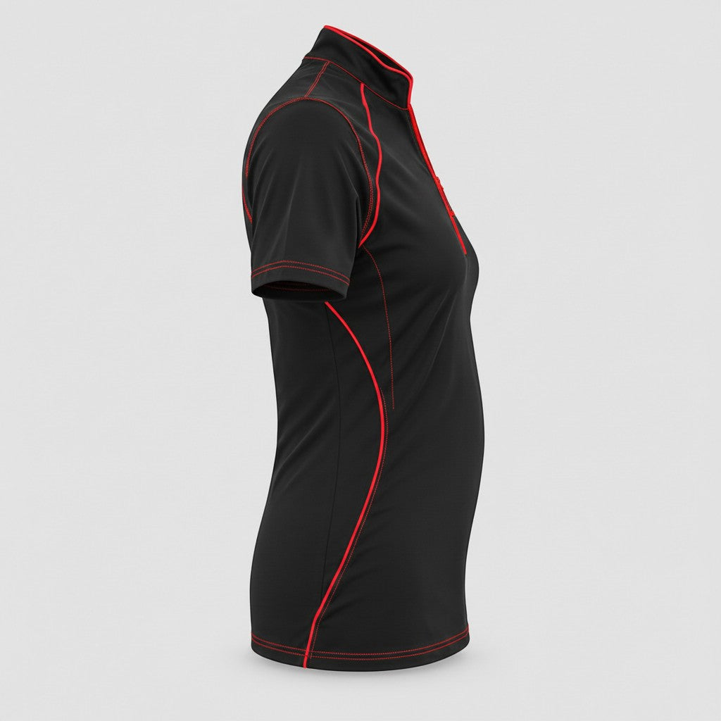 Polo Tecnica BLITZ manica corta poliammide/elastan Nero/Rosso Fluo