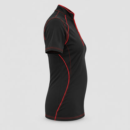 Polo Tecnica BLITZ manica corta poliammide/elastan Nero/Rosso Fluo