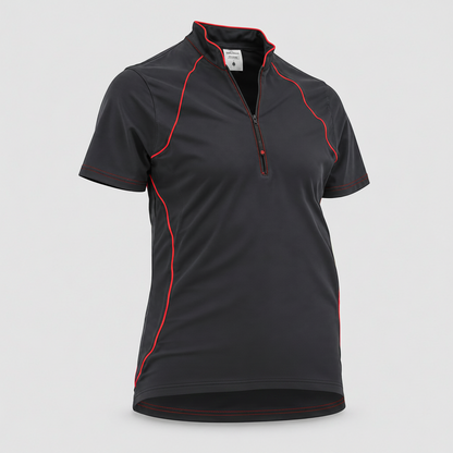 Polo Tecnica BLITZ manica corta poliammide/elastan Nero/Rosso Fluo
