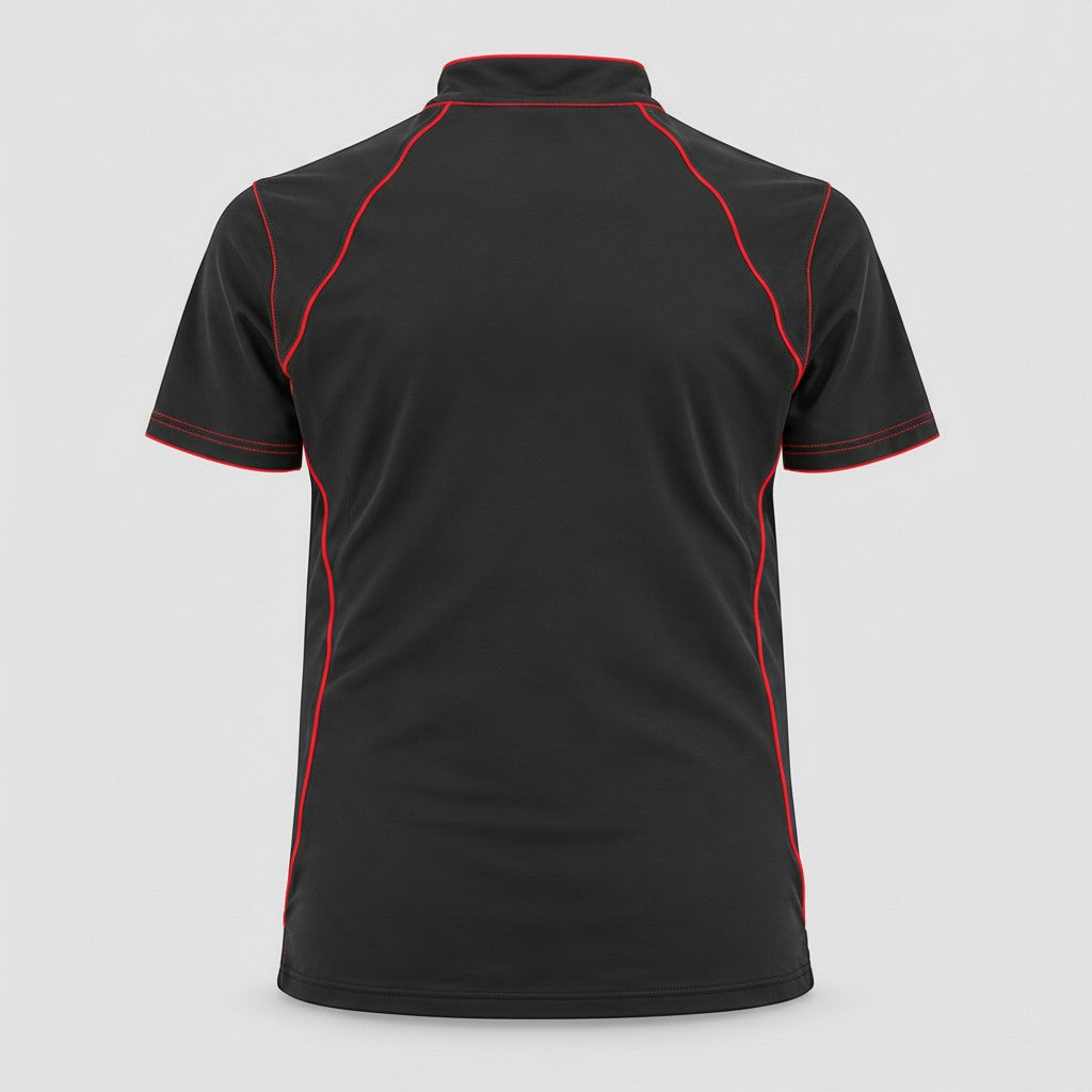 Polo Tecnica BLITZ manica corta poliammide/elastan Nero/Rosso Fluo