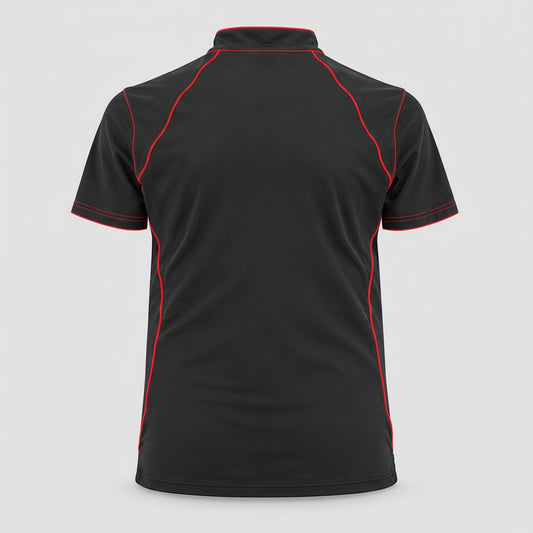 Polo Tecnica BLITZ manica corta poliammide/elastan Nero/Rosso Fluo