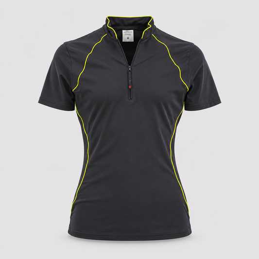 Polo Tecnica BLITZ manica corta poliammide/elastan Nero/Giallo Fluo
