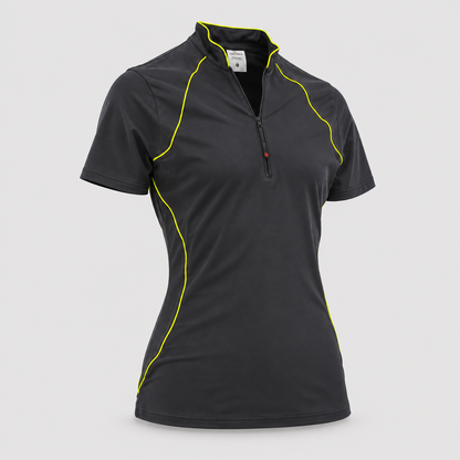 Polo Tecnica BLITZ manica corta poliammide/elastan Nero/Giallo Fluo