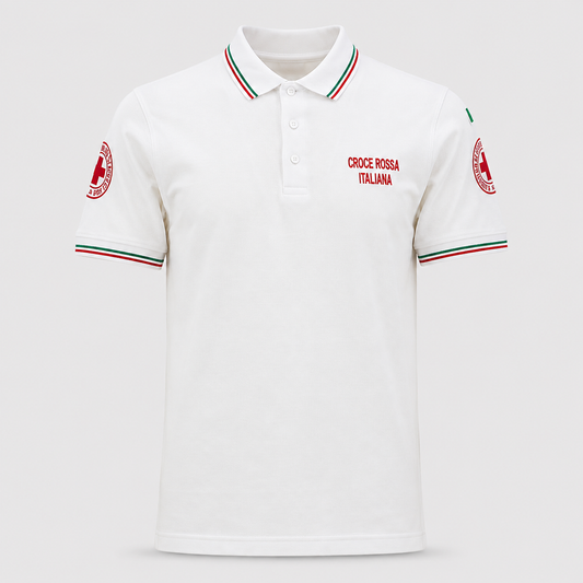 Polo CRI CROCE ROSSA tricolore Manica Corta Bianco/Tricolore