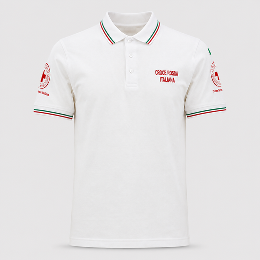 Polo CRI CROCE ROSSA tricolore Manica Corta Bianco/Tricolore