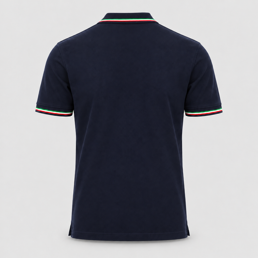 Polo ITALIA 100% cot. piquet tricolore PAYPER m/corta Blu Navy