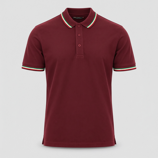 Polo ITALIA 100% cot. piquet tricolore PAYPER m/corta Bordeaux