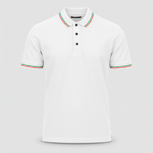 Polo ITALIA 100% cot. piquet tricolore PAYPER m/corta Bianco