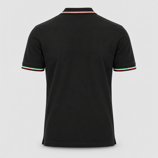 Polo ITALIA 100% cot. piquet tricolore PAYPER m/corta Nero
