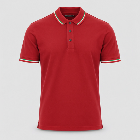 Polo ITALIA 100% cot. piquet tricolore PAYPER m/corta Rosso