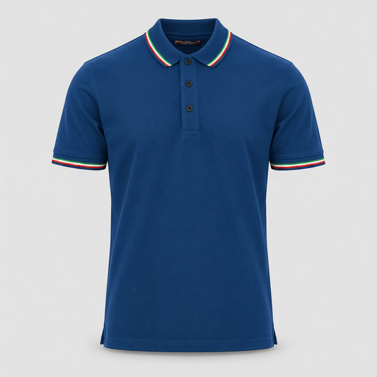 Polo ITALIA 100% cot. piquet tricolore PAYPER m/corta Royal