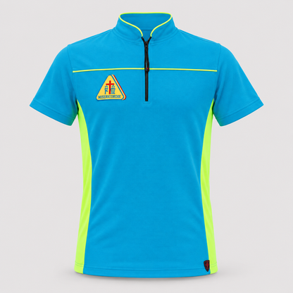 Maglia tecnica RACE piquet cotone/elastan Giallo Fluo/Ciano