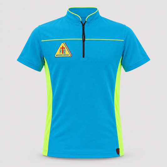 Maglia tecnica RACE piquet cotone/elastan Giallo Fluo/Ciano