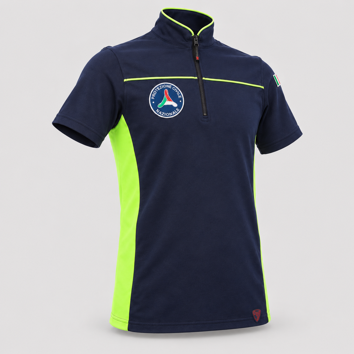 Maglia tecnica RACE piquet cotone/elastan Giallo Fluo/Blu Navy