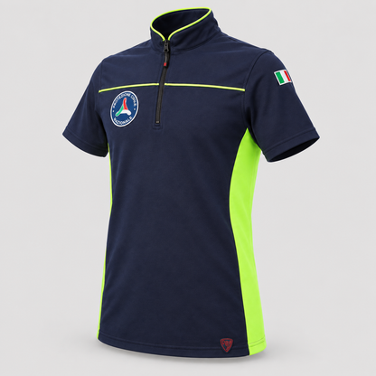 Maglia tecnica RACE piquet cotone/elastan Giallo Fluo/Blu Navy