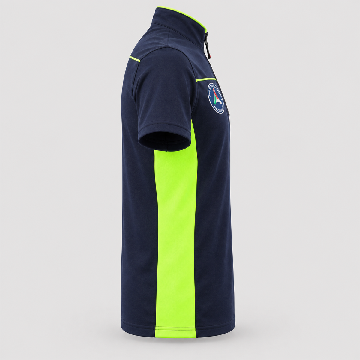 Maglia tecnica RACE piquet cotone/elastan Giallo Fluo/Blu Navy