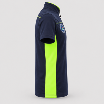 Maglia tecnica RACE piquet cotone/elastan Giallo Fluo/Blu Navy