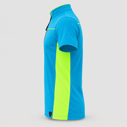 Maglia tecnica RACE piquet cotone/elastan Giallo Fluo/Ciano