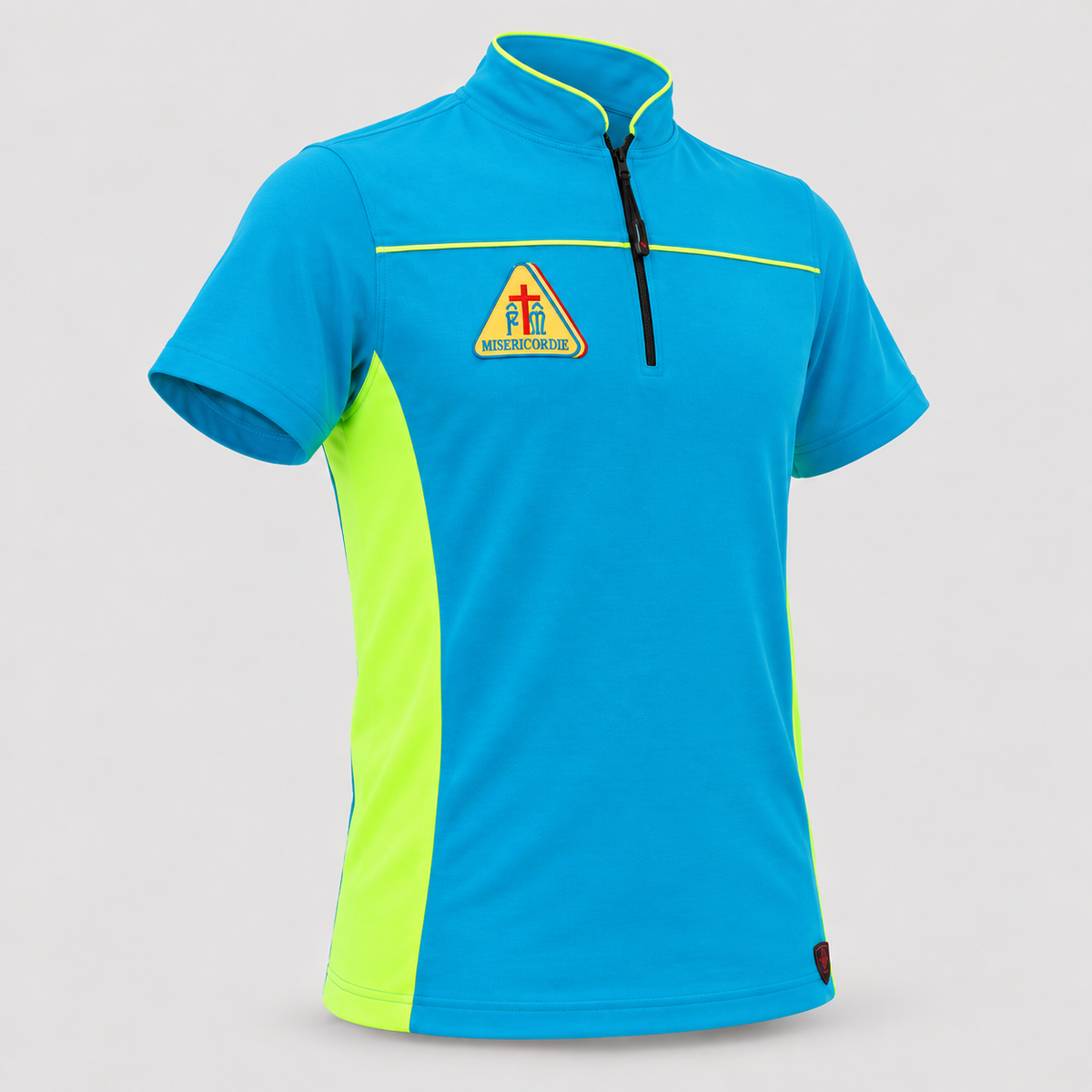 Maglia tecnica RACE piquet cotone/elastan Giallo Fluo/Ciano