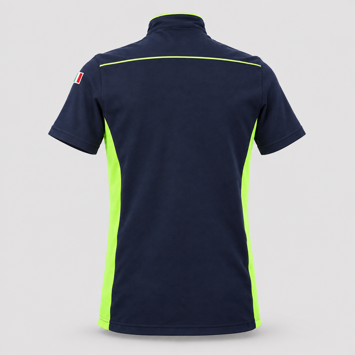 Maglia tecnica RACE piquet cotone/elastan Giallo Fluo/Blu Navy