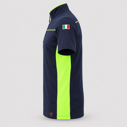 Maglia tecnica RACE piquet cotone/elastan Giallo Fluo/Blu Navy