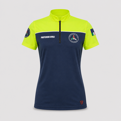 Maglia tecnica SKIN Poliammide/Elastan Blu Navy/Giallo Fluo