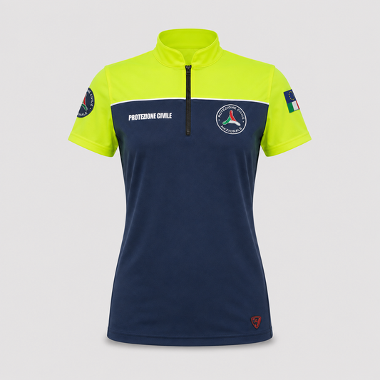 Maglia tecnica SKIN Poliammide/Elastan Blu Navy/Giallo Fluo