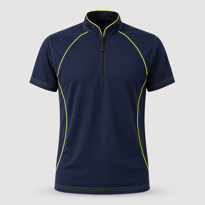 Polo Tecnica SPEED in Cotone Blu Navy/Giallo Fluo