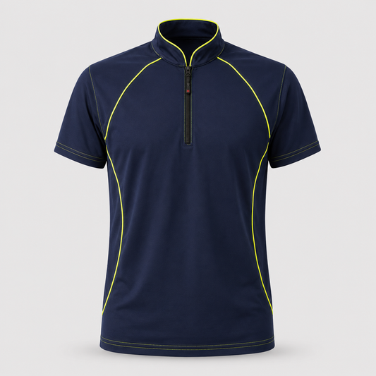 Polo Tecnica SPEED in Cotone Blu Navy/Giallo Fluo