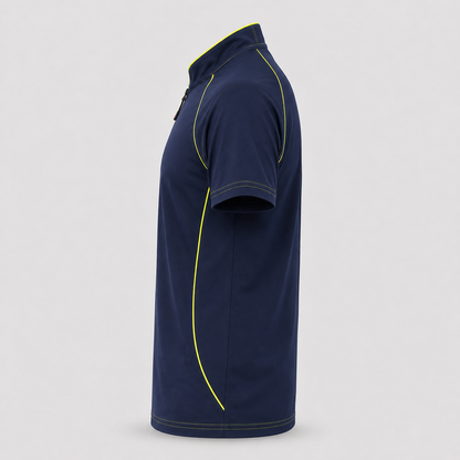 Polo Tecnica SPEED in Cotone Blu Navy/Giallo Fluo