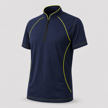 Polo Tecnica SPEED in Cotone Blu Navy/Giallo Fluo