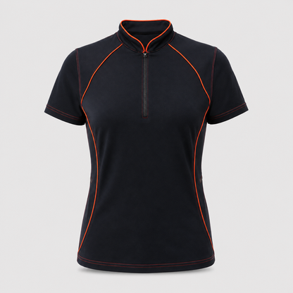 Polo Tecnica SPEED in Cotone Blu Navy / Rosso Fluo