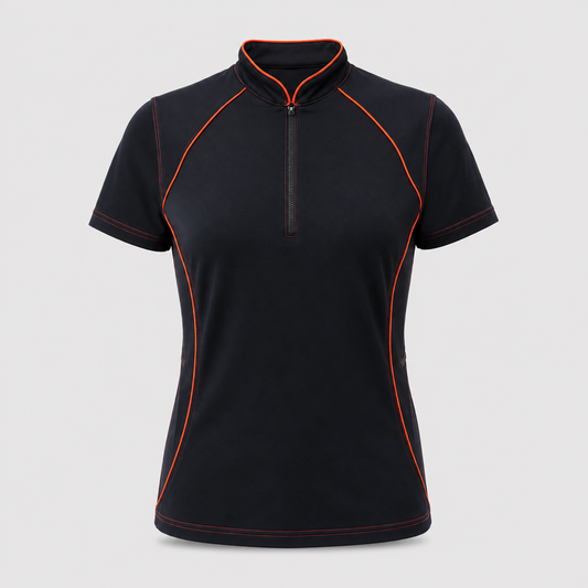 Polo Tecnica SPEED in Cotone Blu Navy / Rosso Fluo