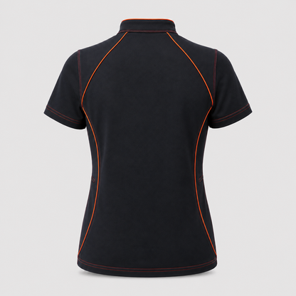 Polo Tecnica SPEED in Cotone Blu Navy / Rosso Fluo