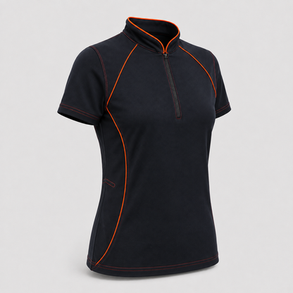 Polo Tecnica SPEED in Cotone Blu Navy / Rosso Fluo