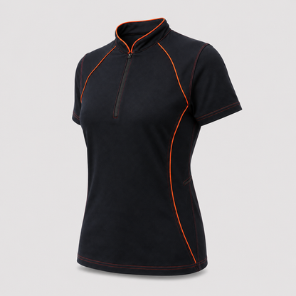 Polo Tecnica SPEED in Cotone Blu Navy / Rosso Fluo