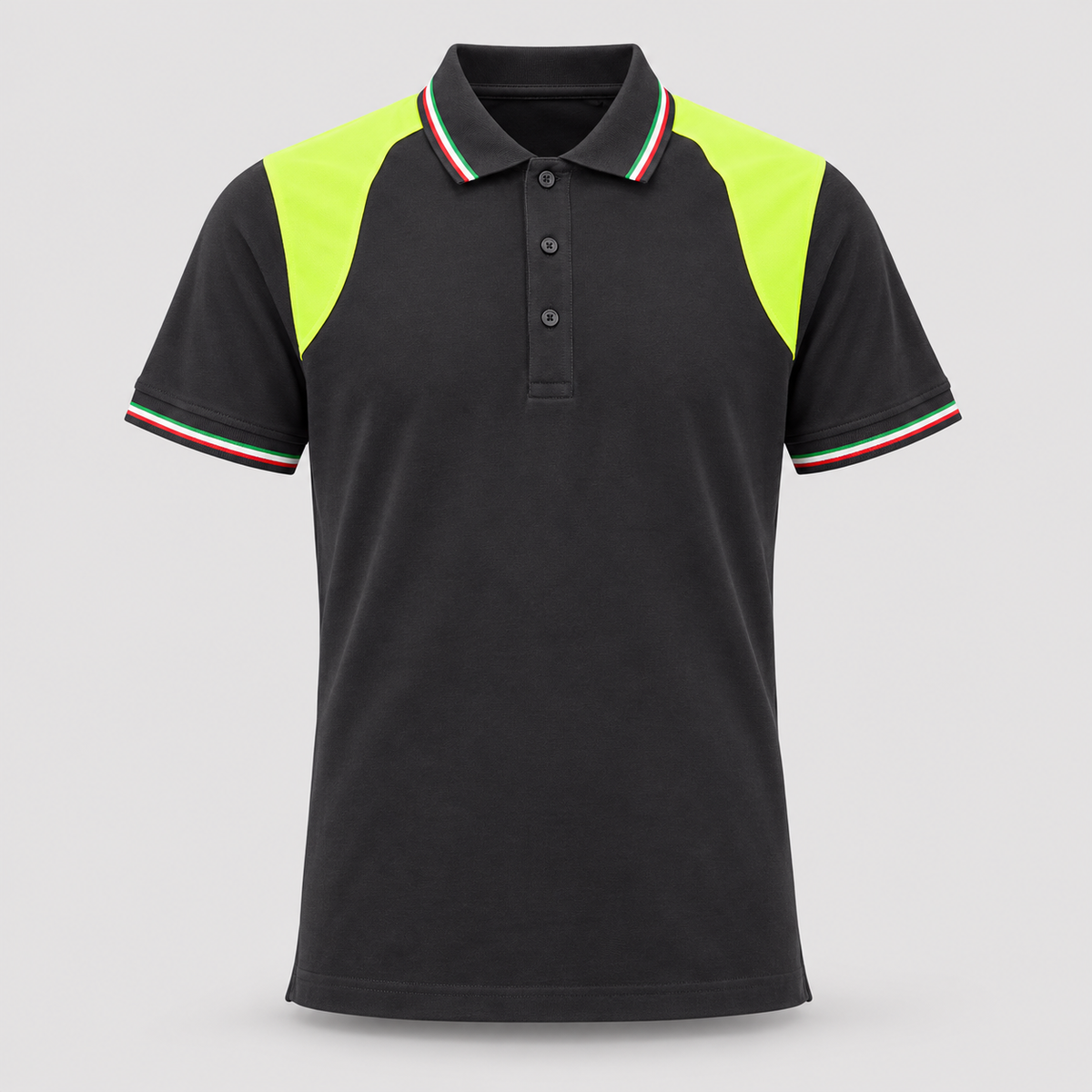 Polo art. TRIC16 Manica Corta Nero/Giallo Fluo