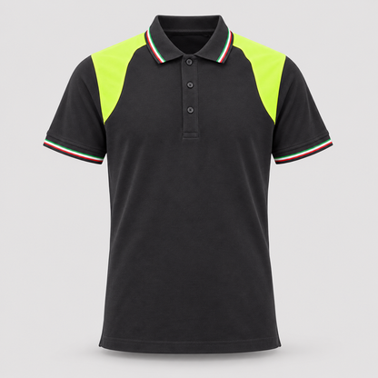 Polo art. TRIC16 Manica Corta Nero/Giallo Fluo