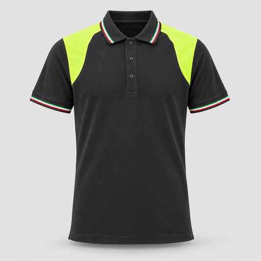 Polo art. TRIC16 Manica Corta Nero/Giallo Fluo