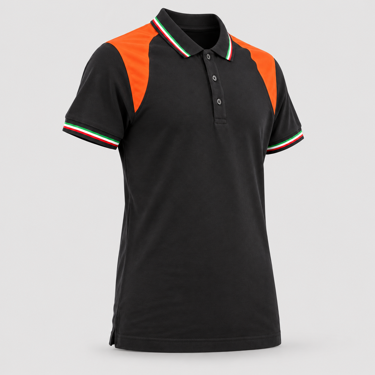 Polo art. TRIC16 Manica Corta Nero/Rosso Fluo