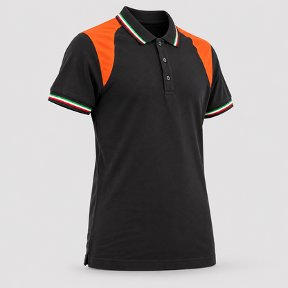 Polo art. TRIC16 Manica Corta Nero/Rosso Fluo