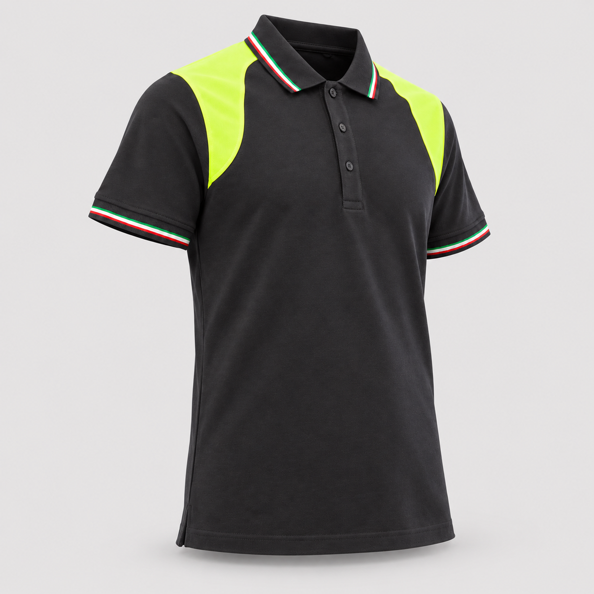 Polo art. TRIC16 Manica Corta Nero/Giallo Fluo
