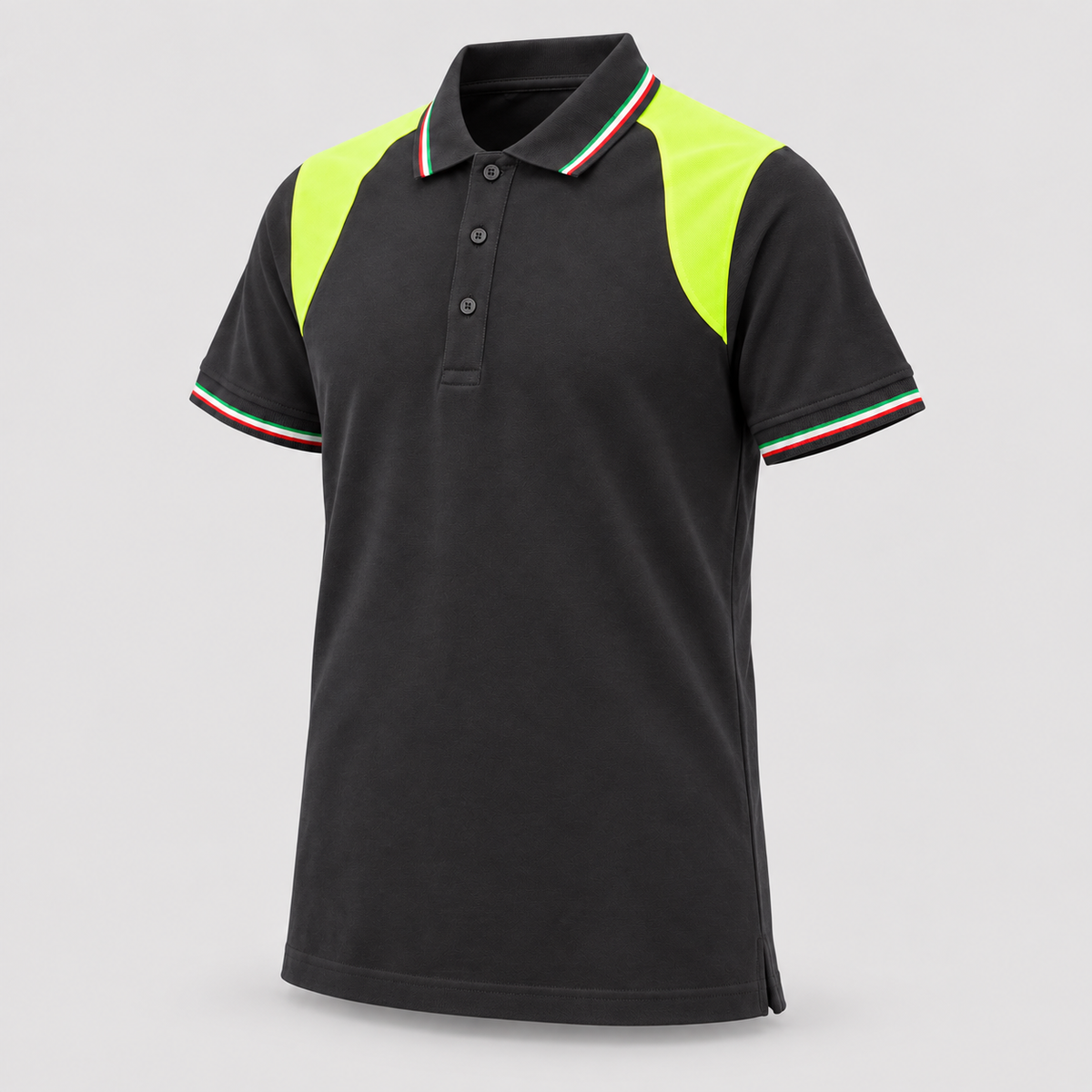 Polo art. TRIC16 Manica Corta Nero/Giallo Fluo