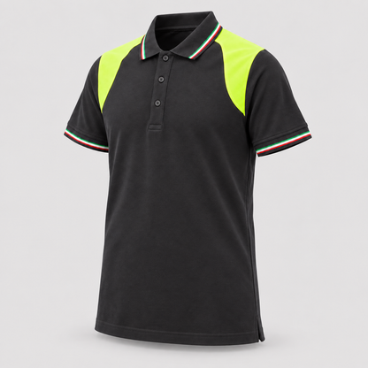 Polo art. TRIC16 Manica Corta Nero/Giallo Fluo