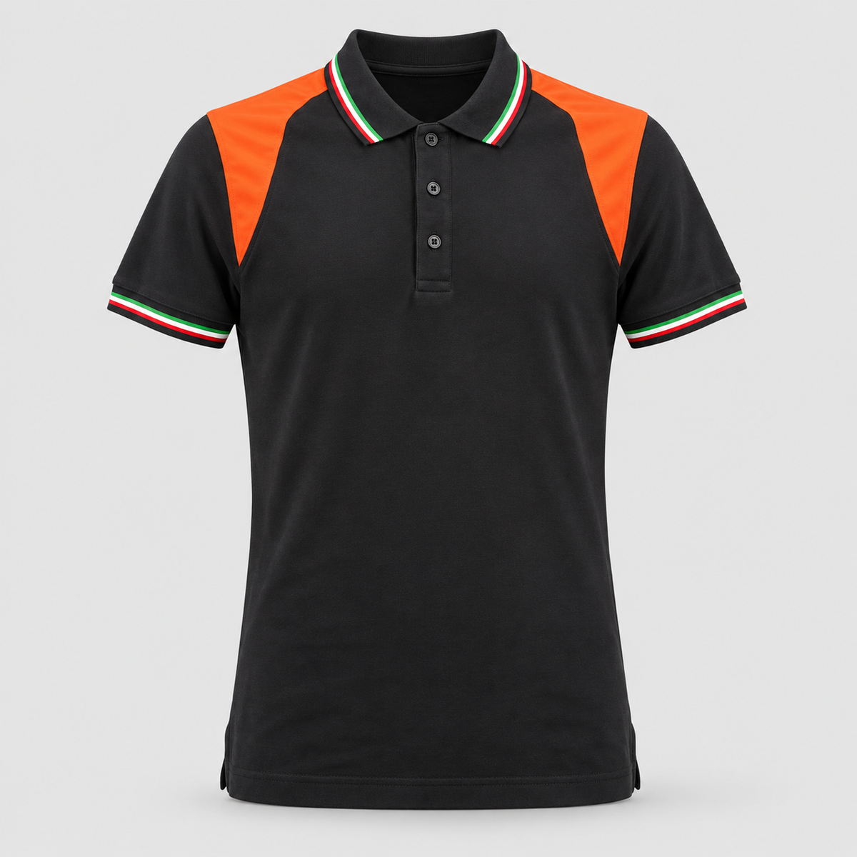 Polo art. TRIC16 Manica Corta Nero/Rosso Fluo