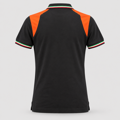 Polo art. TRIC16 Manica Corta Nero/Rosso Fluo