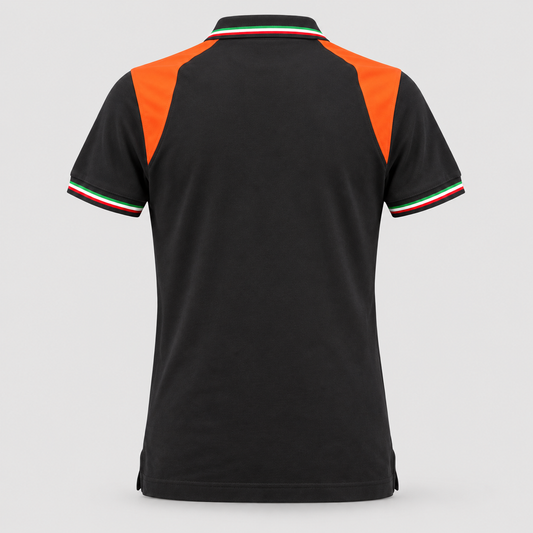 Polo art. TRIC16 Manica Corta Nero/Rosso Fluo